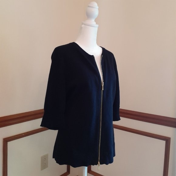 Ralph Lauren Sweaters - Ralph Lauren Black Short Sleeve Cotton Sweater with Gold Zipper XL